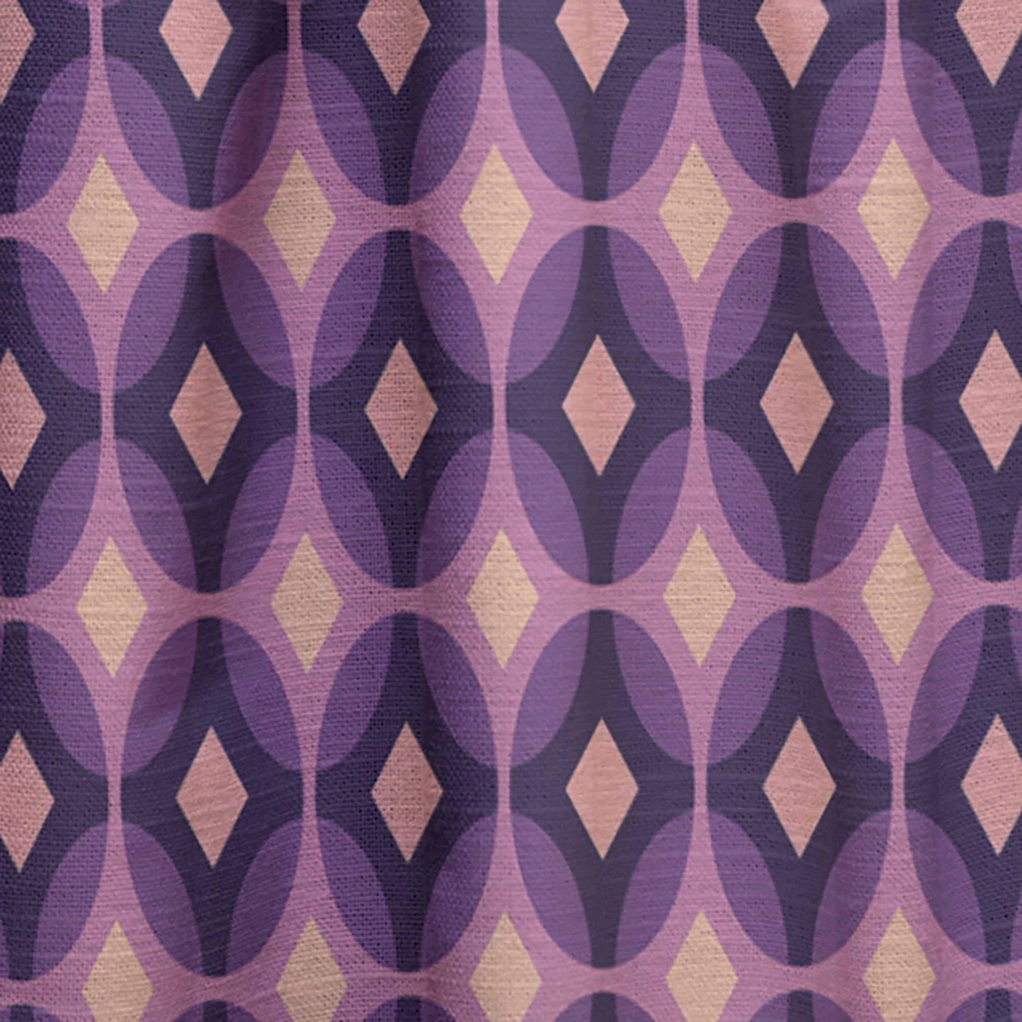 Designart 'Retro Circular Yellow and Purple Pattern' Mid-Century Modern Curtain Panel