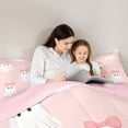 thumbnail image 4 of Homewish Cartoon Bow Ghost Twin Bedding, Halloween Skull Ribbon Bedding Comforter Set, Pink Reversible, 7-Piece, 4 of 7