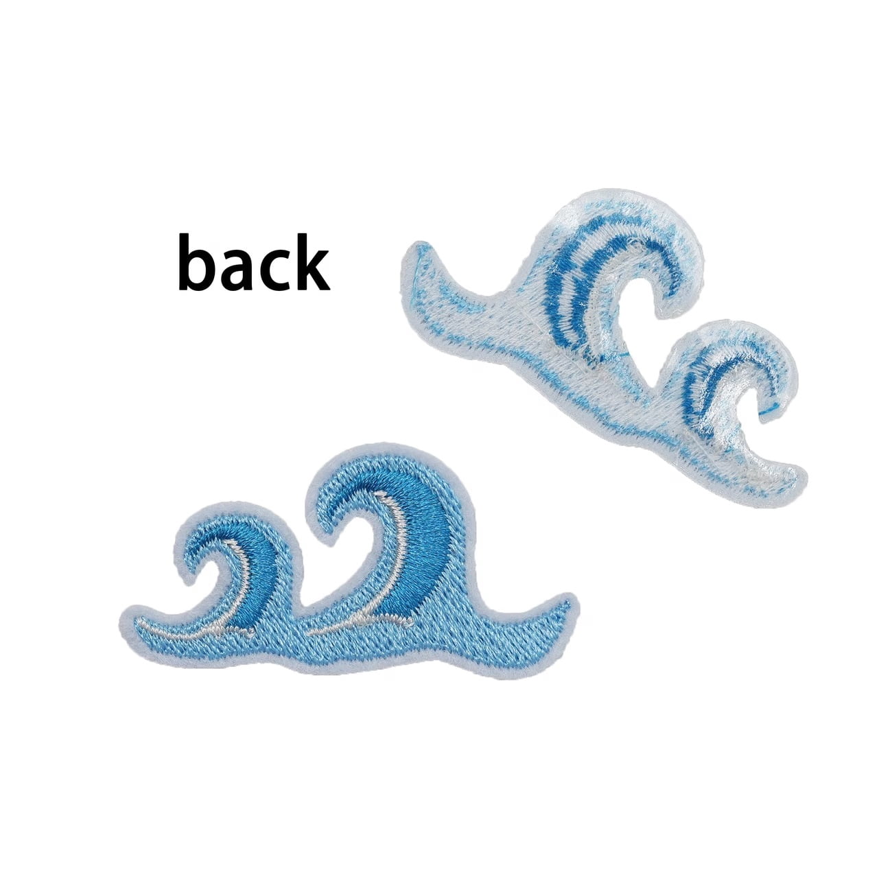 3pcs Wave Embroidery Hot Melt Adhesive Patches for Clothing, Hats, Bags, Shoes, and Socks - Iron-On Repair Patches