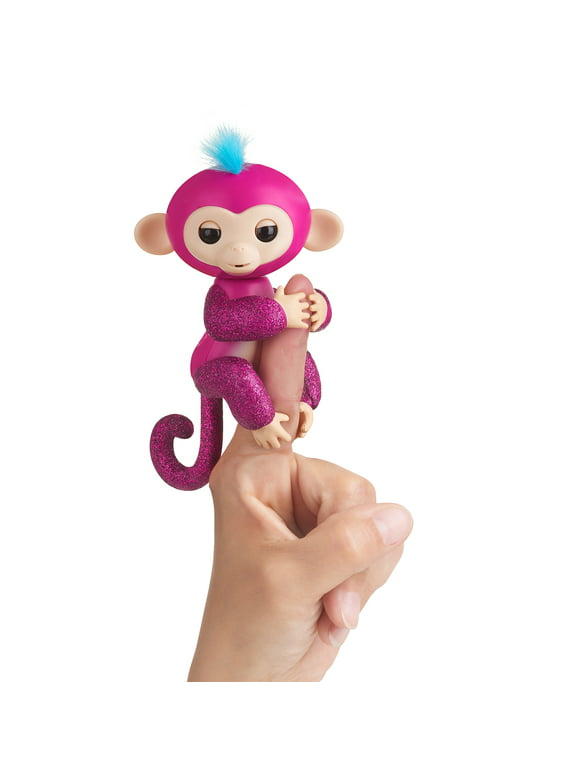 Fingerlings Glitter Monkey - Razz (Raspberry Glitter) - Interactive Baby Pet - By WowWee