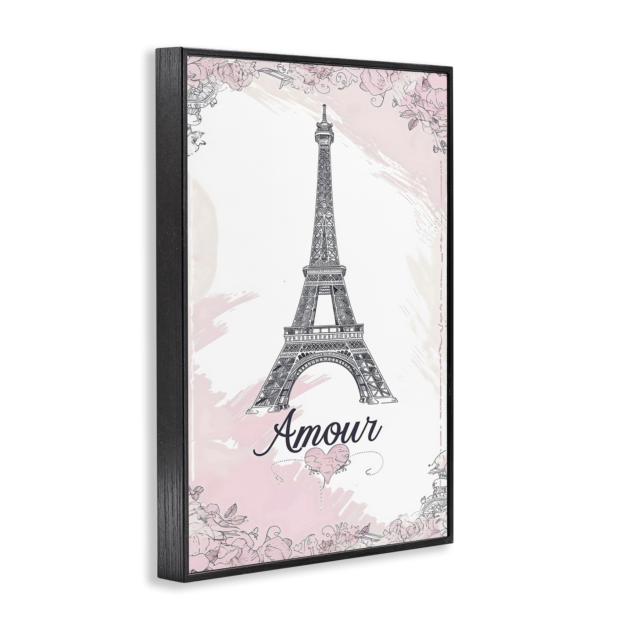 Stupell Industries Amour Vintage Eiffel Tower Black Framed Giclee Art, design by Creative Studio