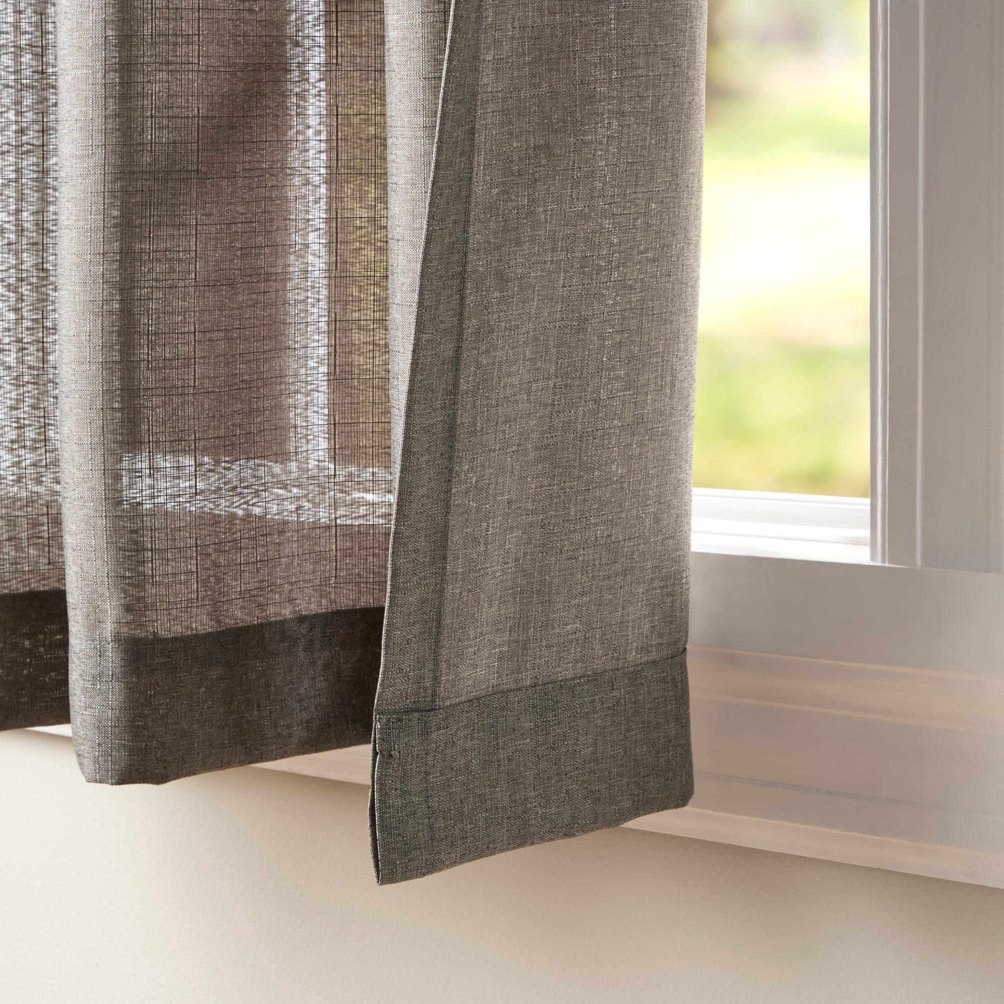 Exclusive Home Curtains Loha Linen Grommet Top Curtain Panel Pair, 54x63, Black Pearl