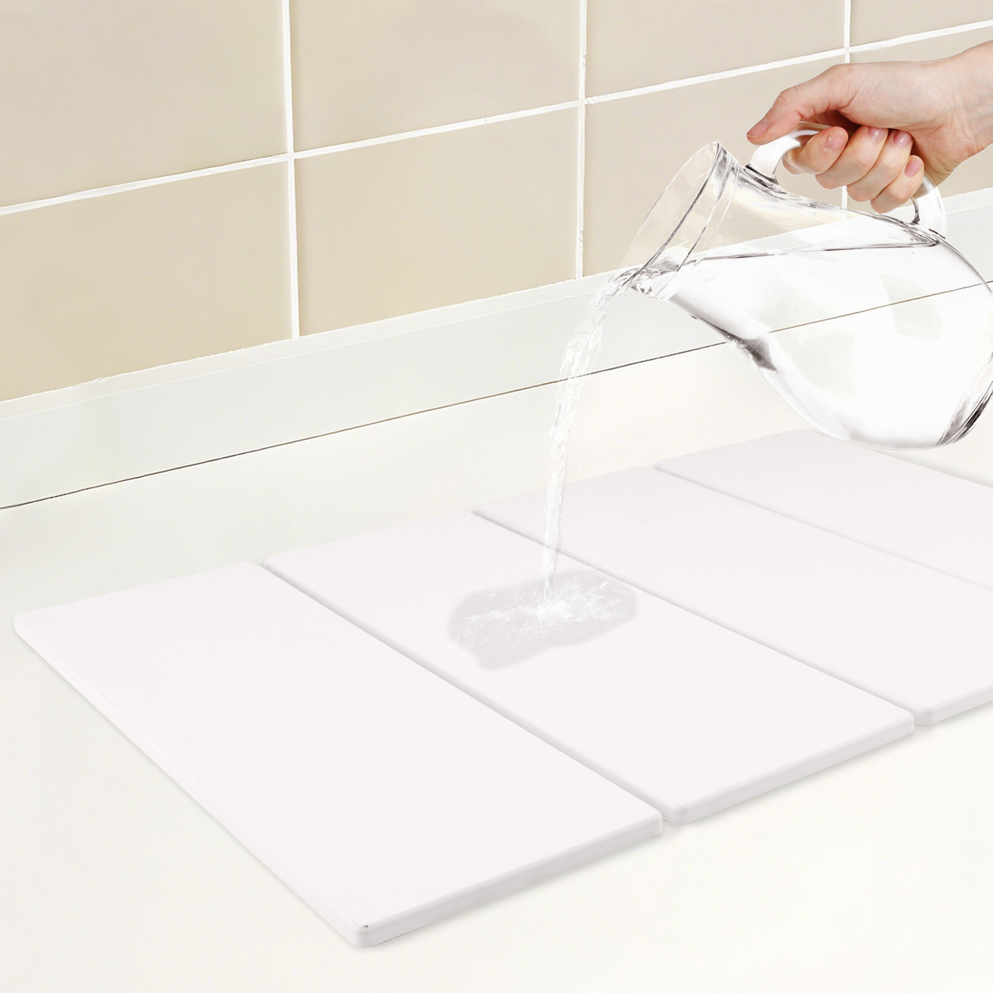 Unique Bargains Foldable Diatomaceous Stone Dish Drying Mat White