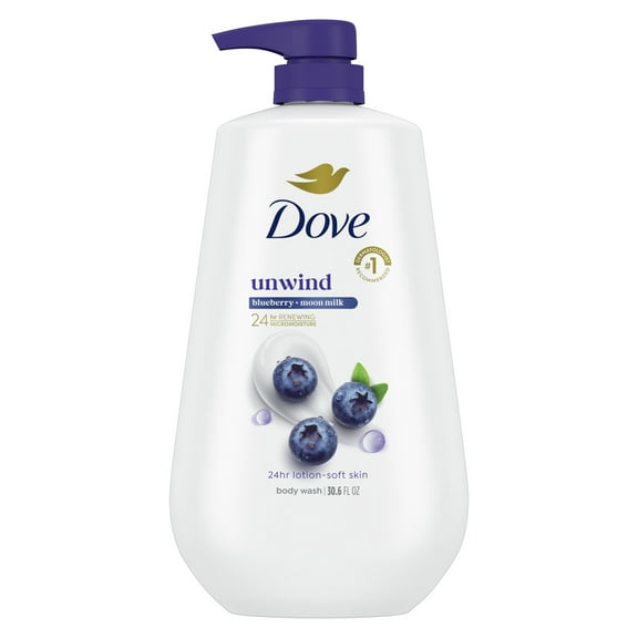 Dove Moisturizing Body Wash Unwind Blueberry & Moon Milk, 30.6 oz