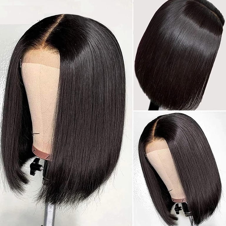 4X4 Straight Short Bob Wig With Baby Hair Transparent Lace  display picture 1