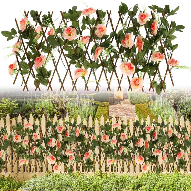 Muyoka ALIMARO Flor Artificial Hoja Cobertura Madera Flor Artificial Hoja Valla Simulación Cobertura Valla Privacidad Proyección Enrejado Decoración para Interior Exterior Jardín Pared Balcón Muyoka Hogar