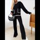thumbnail image 4 of Conjunto de 2 Piezas para Mujer: Jersey de Punto de Larga Informal y Pantalón de Pierna . Conjunto Deportivo para Estar en Casa. Negro S, 4 of 10