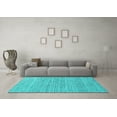 thumbnail image 3 of Ahgly Company Machine Washable Indoor Rectangle Oriental Turquoise Blue Industrial Area Rugs, 5' x 7', 3 of 4