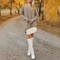 thumbnail image 2 of UAMVSH Oversized Sweater Dress for Women Fall V Neck Long Sleeve Ribbed Long Sweaters Knitted Casual Loose Fit Pullover Tops Fashion Outfits(X-Large,Khaki), 2 of 5