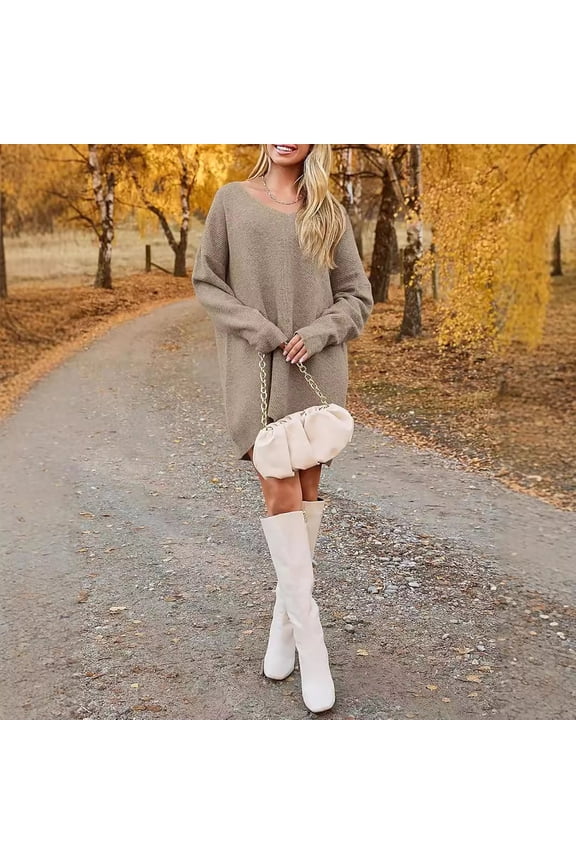 Women's Oversized Solid Color Knit Sweater, Long Sleeve, Casual Lounge & Weekend Wear, Soft Wool Blend, Relaxed Fit, Plus Size Friendly