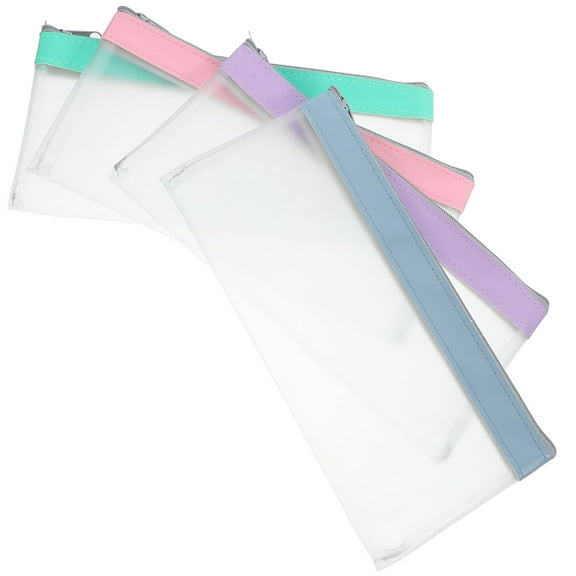 FUTUREORYY 4Pcs Money Pouch with Zipper for Organizing Finances Green PVC PU 22.00X10.50X1.00CM