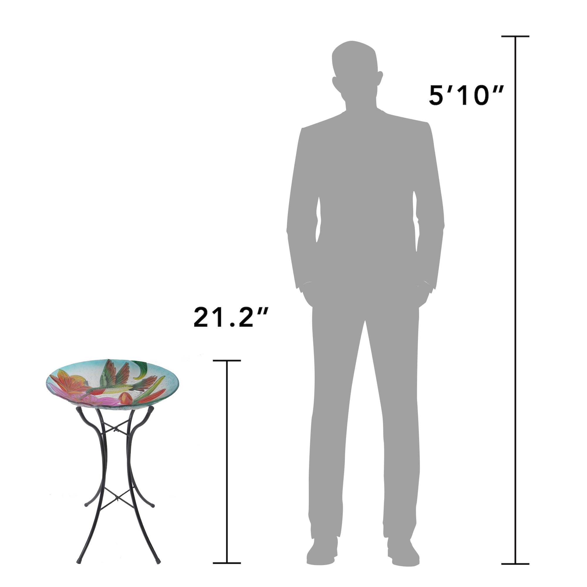 Teamson Home 18" Hummingbird Fusion Glass Bird Bath