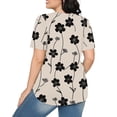 thumbnail image 4 of Hauts d'Été à Manches Courtes Mode Femme 2024 Blouses Plissées Décontractées Col Rond Couleur Unie t-Shirts (Grand, Noir 03), 4 of 6