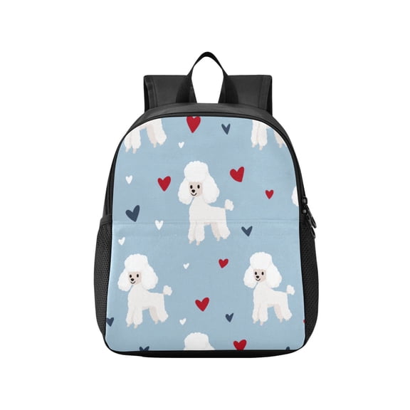Toddler Backpack Cute Sweet Poodle Hearts Waterproof Lightweight Backpack Casual Mini Daypack for Daycare & Travel