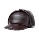 thumbnail image 1 of SZTXJ Men 100% Genuine Cowhide Hat Winter Warm Outdoor Protect Ear Real Leather Cap For Winter Warm Liner(reddish brown) XL {57-58cm}, 1 of 5