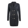 thumbnail image 1 of Honganda Women Formal Blazer Solid Color V Neck Double Breasted Long Coats, 1 of 4
