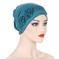 thumbnail image 4 of Chemo Headwear for Women Flower Pleated Beanies Stretch Elastic Turbans Soft Cancer Hats Head Coverings Scarf,Light Blue, 4 of 6