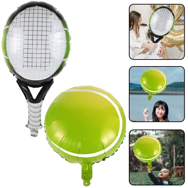 Minkissy Tennis Ball Shape Tennis Racket Shape Green Sports Themed Balloons 1Set For Birthday Celebrations