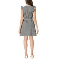 thumbnail image 3 of INSPIRE CHIC Women's V Neck Check Ruffled Sleeve Belted Plaids Mini Dress L Dark Blue, 3 of 5