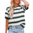 thumbnail image 2 of Texiao Women's Summer Tops 2025 Striped Color Block Short Sleeve T Shirts Crewneck Casual Loose Basic Tee Blouses, 2 of 4