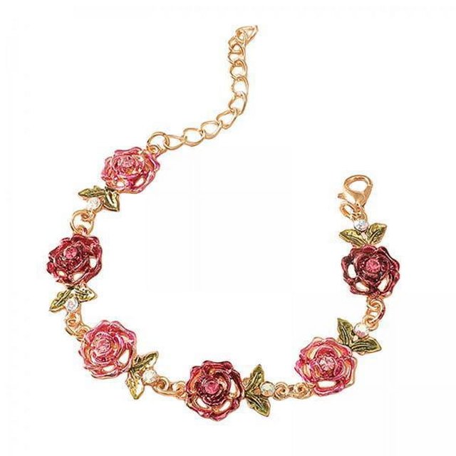 Abbracc 3xRose Flower Bracelet Shiny Adjustable for Girlfriends Birthday Wedding