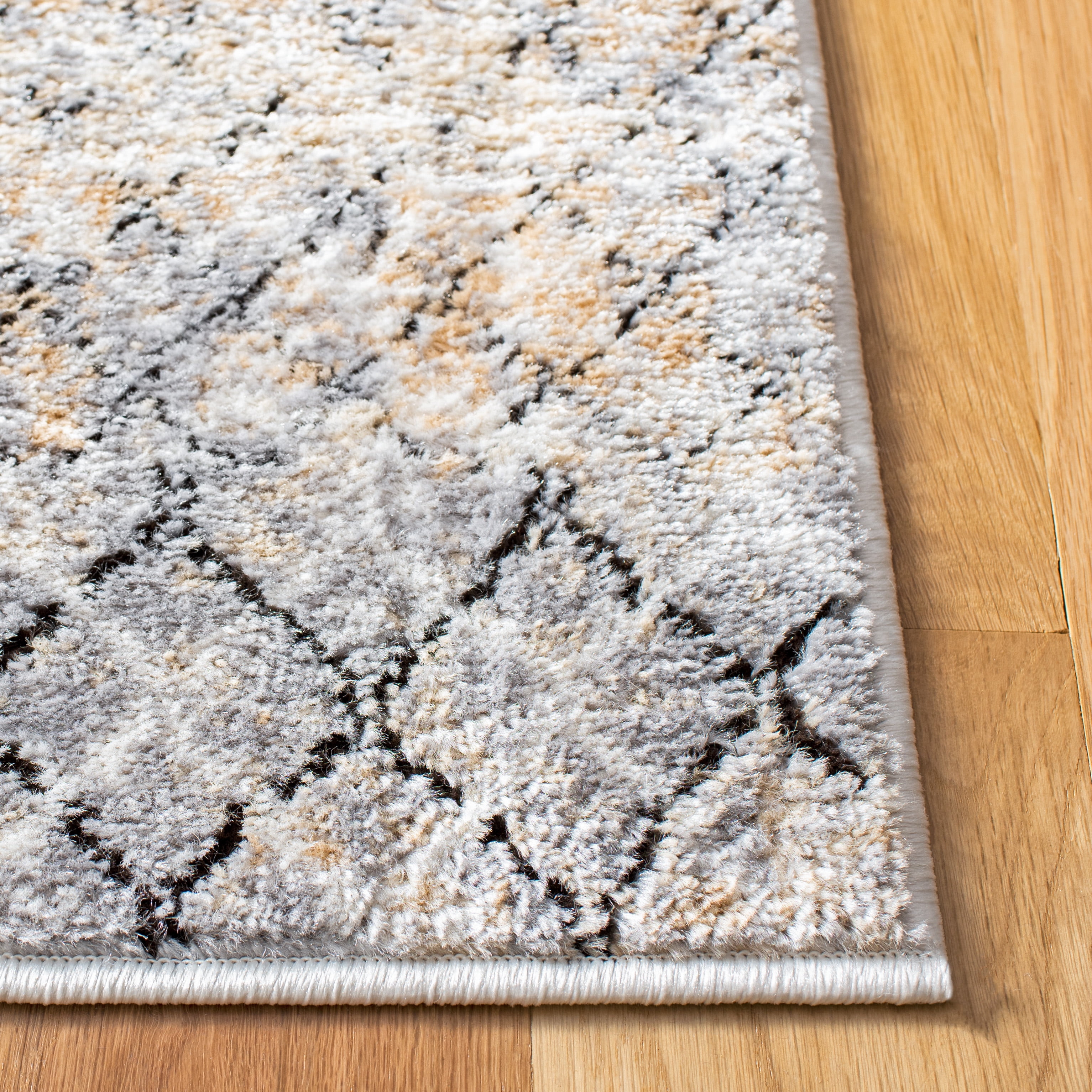 SAFAVIEH Amelia Manuel Geometric Area Rug, Gray/Gold, 5'3" x 7'6"