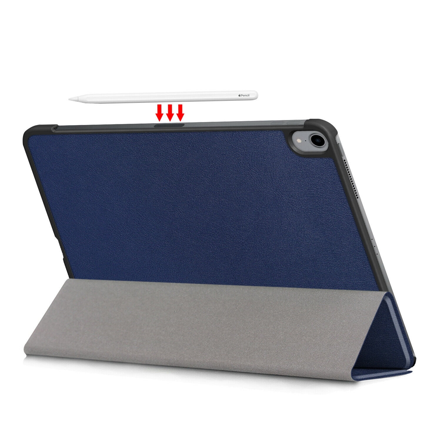 EpicGadget iPad Air 5 Case (5th Gen 2022)/ iPad Air 4 Case (4th Gen 2020) 10.9 with 2 PCS Tempered Glass Screen Protector for 10.9-inch iPad Air, Smart Cover Support Apple Pencil Charging (Navy Blue)