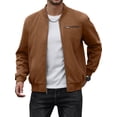 thumbnail image 3 of Colsmile Men's Faux Suede Bomber Jacket, Casual Lightweight Vintage Varsity Coat Zip Up Outerwear, 3 of 8