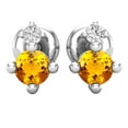 thumbnail image 2 of Dazzlingrock Collection 3mm Round Citrine & White Diamond Screwback 2 Stone Stud Earrings for Women (0.05 ctw, Color I-J, Clarity I1-I2) in 14K White Gold, 2 of 4