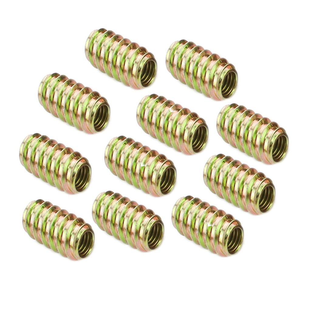 10Pcs M6*15 Wood Insert Screws Iron Threads Bolts Nut Fixing for Furniture 