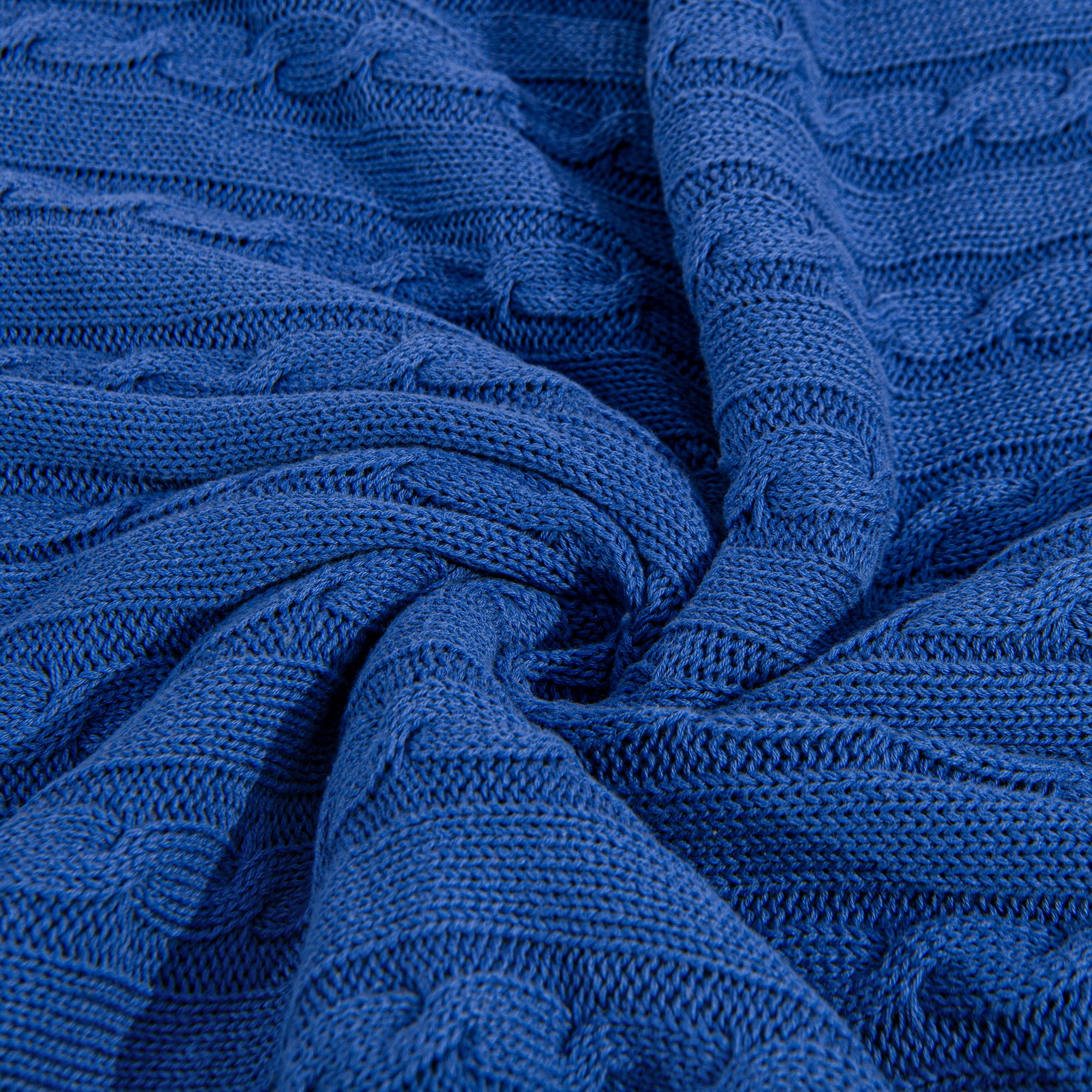 Ntbay 100% Cotton Cable Knit Throw, Super Soft Warm Knitted Blanket Home Decor, 51"x67", Cobalt Blue