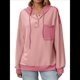 thumbnail image 1 of Sudadera con Capucha para Mujer 2025, Cuello Abotonado, Cordón Ajustable, Sudadera Informal de Larga, Camisetas. Rosa XL, 1 of 10