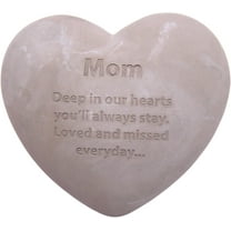 Wowser Brands Mom Heart Shaped Memorial Stone, Sympathy Gift, Remembrance Garden Accent, 6 inches
