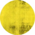 thumbnail image 1 of Ahgly Company Machine Washable Indoor Round Abstract Yellow Modern Area Rugs, 4' Round, 1 of 4