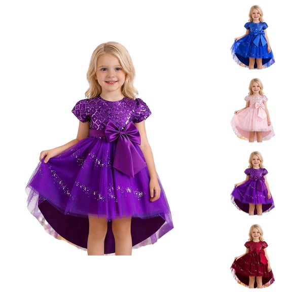Party Dresses for Girls Gown With Bow Tutu Skirt Girls Princess Dress for Birthday Wedding Pageant Celebration formal Event Elegant Kids Clothing