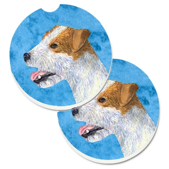 Carolines Treasures SS4780-BUCARC Blue Jack Russell Terrier Set of 2 Cup Holder Car Coasters  Large multicolor