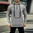 thumbnail image 2 of Enjoytime Lightweight Hoodie Men Solid Color Long Sleeve Quarter Zip Pullover Tops Casual Loose Fall Winter Warm Oversized Sweatshirt Gray XL, 2 of 4