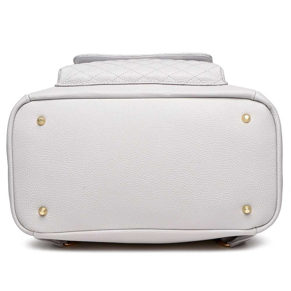 Luli Bebe Petit Monaco Diaper Bag Backpack Storage Bag Stylish Vegan Leather | Stone Grey