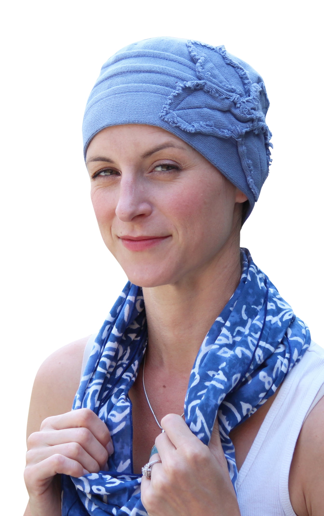 Butterfly Beanie Cotton Knit Hat for Cancer Patients (CHAMBRAY