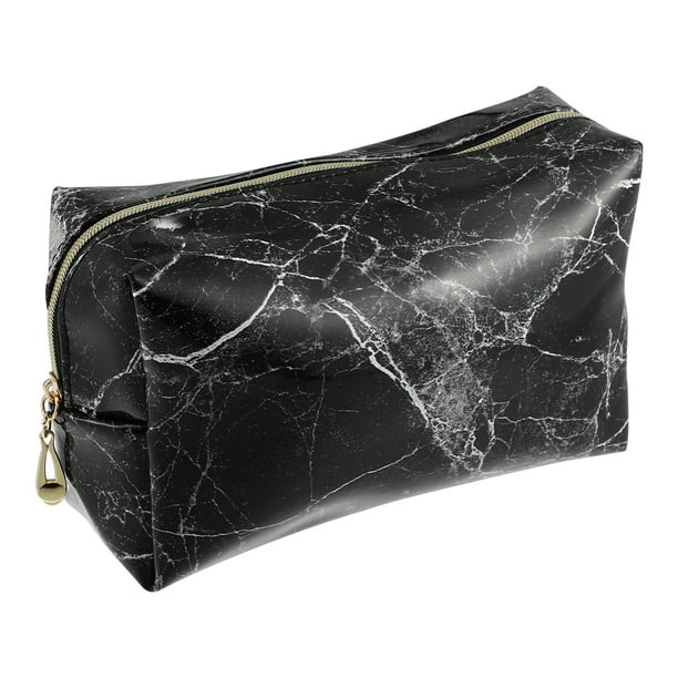 1 Uds Neceser de maquillaje, neceser de viaje, estuche de cuero PU impermeable, neceser de maquillaje para mujer, talla S, negro