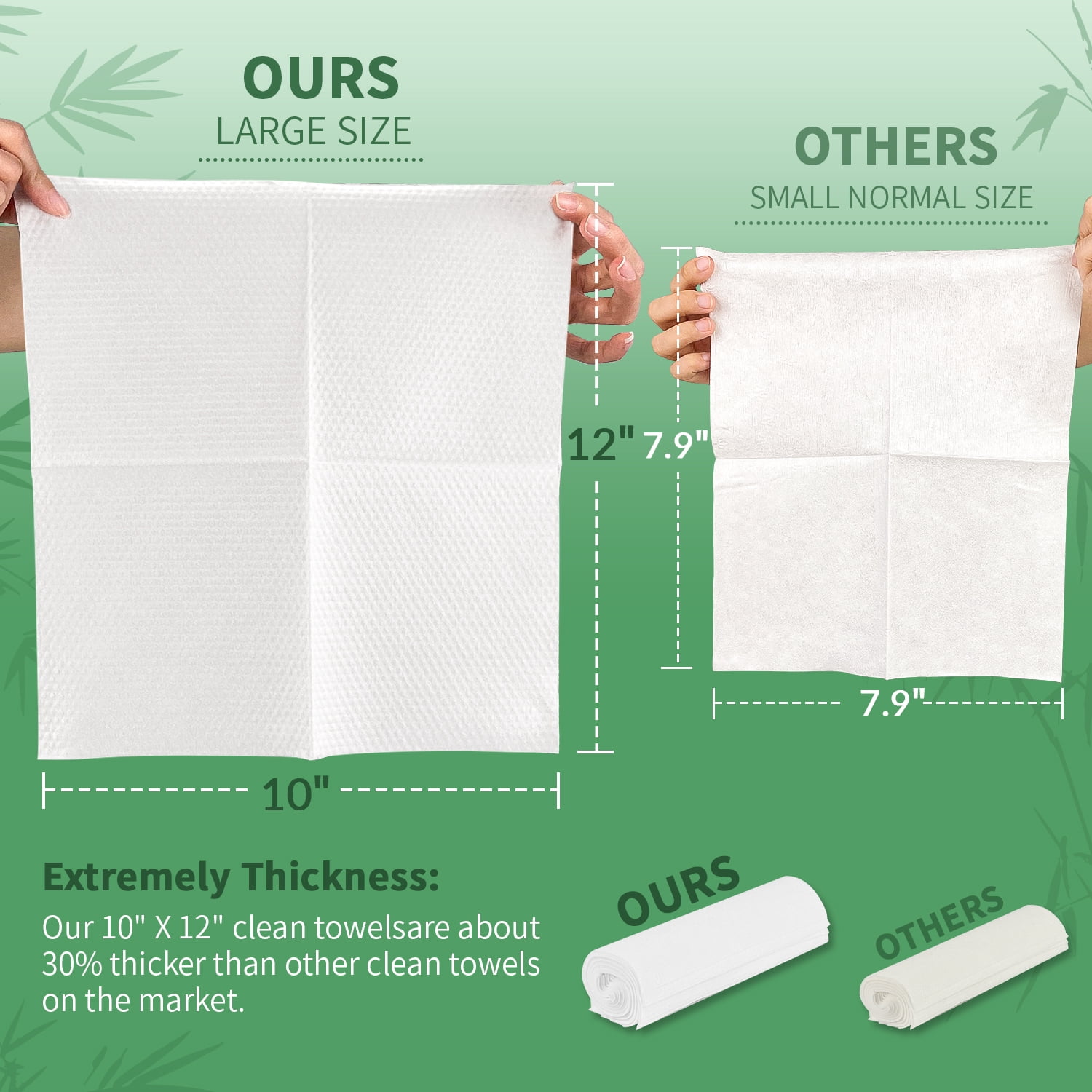 Yoneston Disposable Face Towels, 10" x 12" Biodegradable Large Face Skin Clean Washcloth for Sensitive Skin, Makeup Remover, Facial Cleansing, Nursing, Travel, 50 Count (1 Pack)
