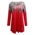 thumbnail image 4 of Vestido suelto clásico con estampado de flores de manga larga con cuello en V informal a la moda para mujer Pompotops hdfakjf7222, 4 of 5