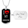 thumbnail image 4 of Cockatoo Necklace Stainless Steel or 18k Gold Dog Tag 24" Chain, 4 of 8