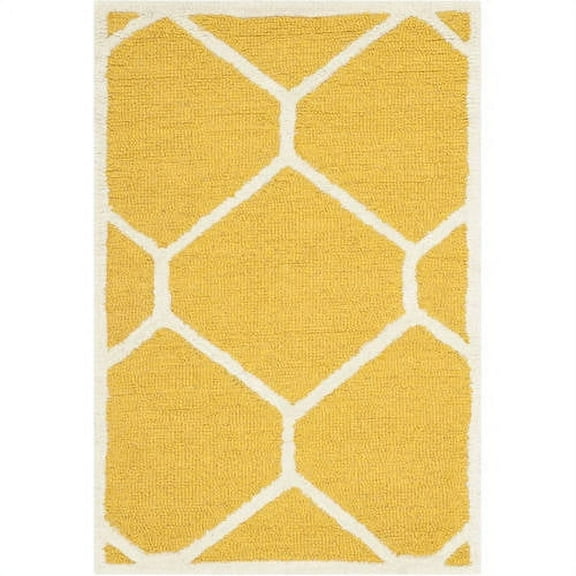 SAFAVIEH Cambridge Juan Geometric Wool Area Rug, Gold/Ivory, 3' x 5'