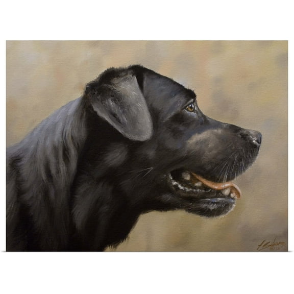 Great BIG Canvas | Rolled John Silver Poster Print entitled Black Lab Profile