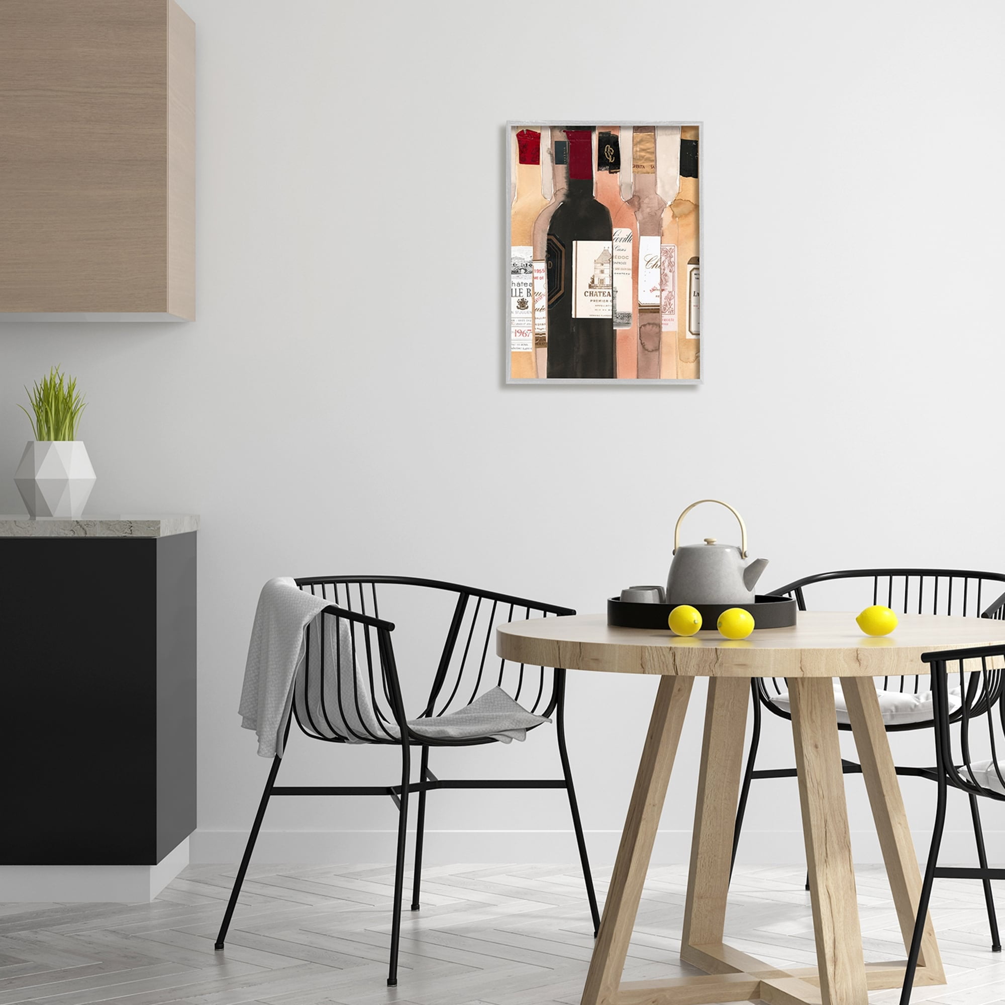 Stupell Industries Classic Wine Champagne Bottles Vintage Theme Paintings Gray Framed Art Print Wall Art, 16x20, by Samuel Dixon