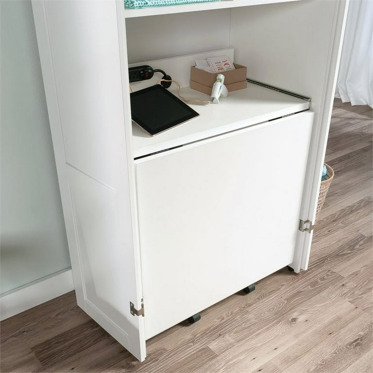 Sauder Harbor View Craft and Sewing Armoire with Table, Antiqued White  Finish - Walmart.com