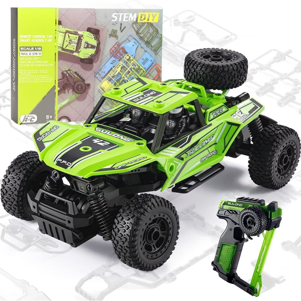 2.4GHZ RC Cars for Boys, High Speed 4WD OffRoad Car, DIY Building RC Car Kits, Model Car Kits