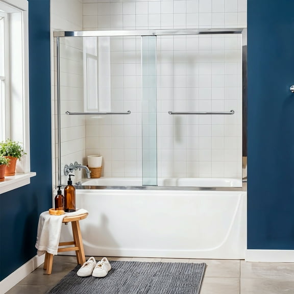 Dreamwerks 60" in. x 60" in. Bypass Shower Tub Door in Polished Chrome Finish