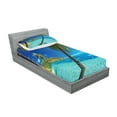 thumbnail image 2 of Ambesonne Tropical Fitted Sheet & Pillow Sham Set, Palm Trees Sea Beach, Twin, Turquoise Blue, 2 of 2